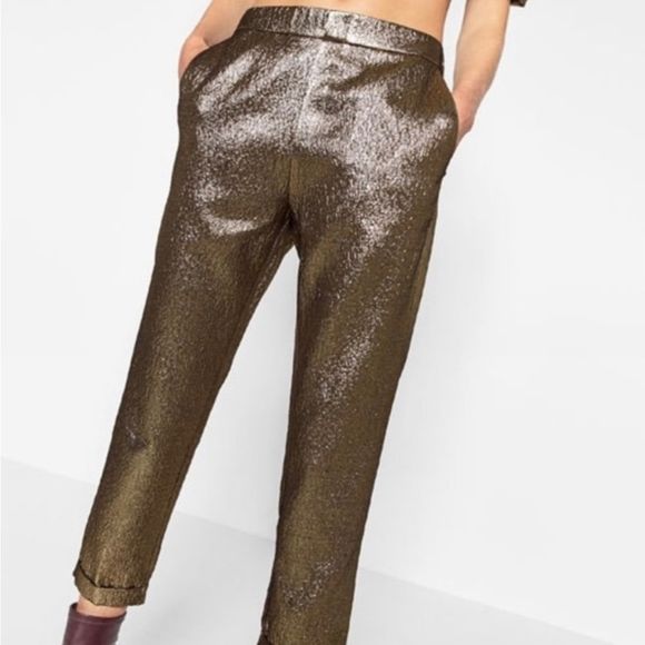 ZARA Shiny Gold/Silver Pants - Picture 10 of 10